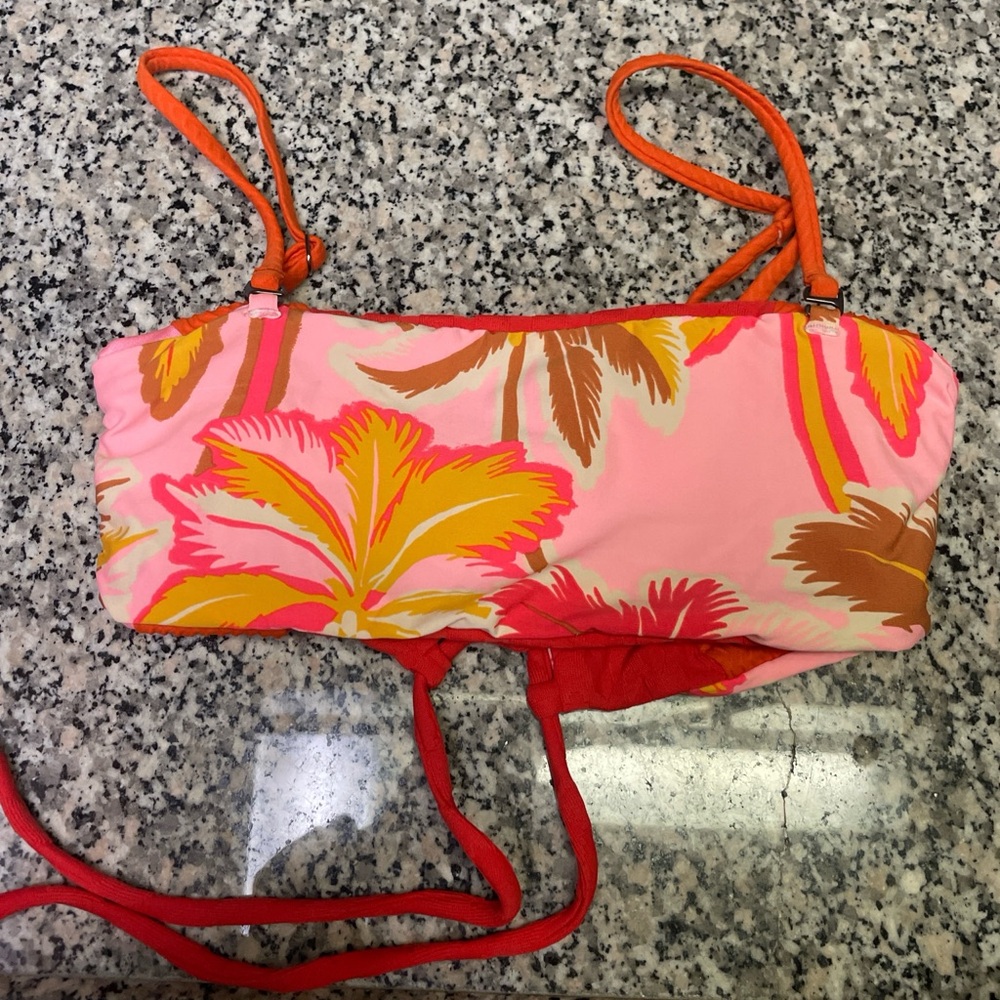 Reversible & Multi Style Floral Bikini Top with Straps